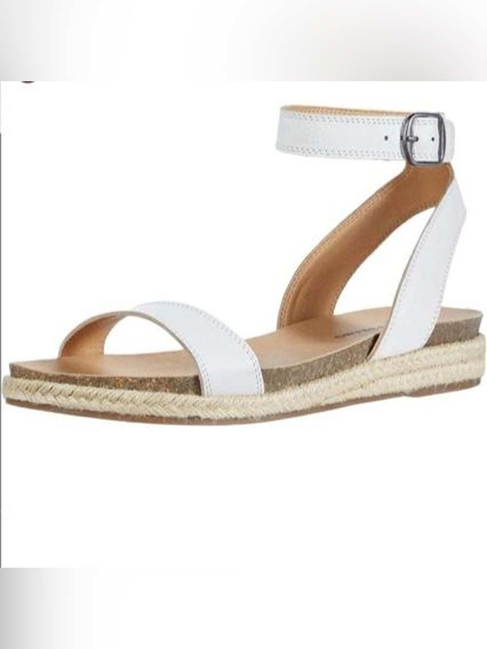 Lucky Brand White Ankle-Strap Espadrille Flat Sandals